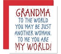 Bonitas tarjetas de cumpleaños para abuela - Grandma You Are My World - Tarjeta de feliz cumpleaños de nieto o nieta, regalos para abuelos, tarjeta de abuela de 145 mm, tarjetas de felicitación