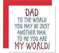 Bonitas tarjetas para el día del padre para papá - Dad You Are My World - Tarjeta de feliz cumpleaños de hija o hijo, regalos del padre, tarjeta del día del padre de 145 mm, tarjetas de felicitación