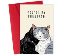 Bonitas tarjetas de San Valentín con diseño de gato, bonita tarjeta de aniversario para mujeres y hombres, bonita felicitación romántica para parejas o amantes de las mascotas, adorable tarjeta de