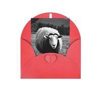 Bonitas tarjetas y sobres en blanco con estampado de cordero de oveja, diseños únicos perfectos para festivales, invitaciones