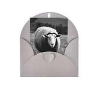 Bonitas tarjetas y sobres en blanco con estampado de cordero de oveja, diseños únicos perfectos para festivales, invitaciones