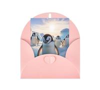 Bonitas tarjetas y sobres en blanco con estampado de pingüino, diseños únicos perfectos para festivales, invitaciones