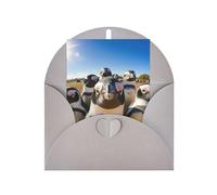 Bonitas tarjetas y sobres en blanco con estampado de pingüinos, diseños únicos perfectos para festivales, invitaciones