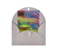 Bonitas tarjetas y sobres en blanco con estampado de rana, diseños únicos perfectos para festivales, invitaciones