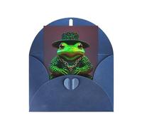 Bonitas tarjetas y sobres en blanco con estampado de rana, diseños únicos perfectos para festivales, invitaciones