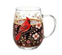 Bonitas tazas de café decorativas vintage con diseño de colibrí y flores | Vasos de cristal pintados con diseños para café helado, jugo, agua, vino, bebidas, día de la madre, cumpleaños