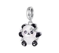 Bonito abalorio de panda de plata de ley 925 con diseño de oso pequeño compatible con pulseras Pandora para mujer, talla única, Plata de ley, Circonita cúbica