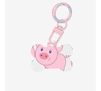 Bonito adorno de hueso de perro acrílico con impresión de cerdo, etiquetas de perro, adorno personalizado para mascotas, llavero con forma de hueso