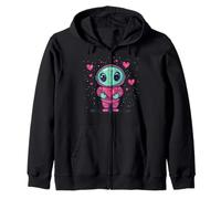 Bonito alienígena con corazón para el día de San Valentín Sudadera con Capucha