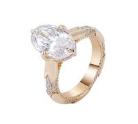 Bonito anillo de compromiso, anillos de promesa dorados elegantes con forma ovalada de moissanita, regalos para mujer, J 1/2, Oro de 9 quilates, Moissanita