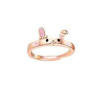 Bonito anillo de plata de ley para mujer, diseño de conejo, ajustable, abierto, anillo de compromiso, anillo de compromiso, joyería delicada que no lo hará, talla única, Zinc, Sin piedras preciosas