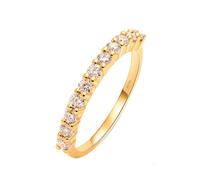 Bonito anillo para mujer, anillo de oro amarillo, apilable, regalo único para amigas y mujeres, T 1/2, Oro amarillo de 14 quilates, Moissanita