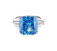 Bonito anillo para mujer, joyería para mujer, anillos con forma de princesa, joyería bohemia para mujer, I 1/2, Oro blanco de 14 quilates, Topacio
