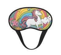 Bonito antifaz para dormir con diseño de arco iris y unicornios con banda elástica que se adapta a todas las formas de cabeza, ideal para viajes, oficina y trabajo por turnos