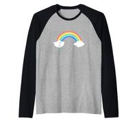 Bonito arco iris con nubes y corazones colgantes Camiseta Manga Raglan