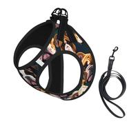 Bonito arnés para perro con estampado de bulldog inglés, 2 hebillas, chaleco para perro, clip frontal para correa sin tirones, para perros pequeños y medianos