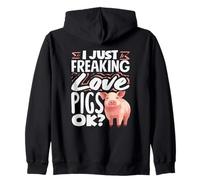 Bonito Arte de Animales de Granja con la expresión «I Just Freaking Love Pigs» Sudadera con Capucha