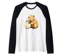 Bonito Aspecto de Animales Capibara de Potter para Amantes de los Pasatiempos Camiseta Manga Raglan