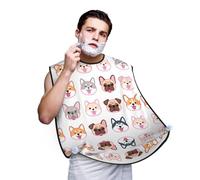 Bonito babero de afeitado con cabeza de perro para hombre, recogedor de pelo para recortar la barba, delantal de peluquero impermeable con ventosas