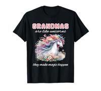 Bonito bojo floral con forma de abuela, amante de los unicornios, haz que la magia suceda Camiseta