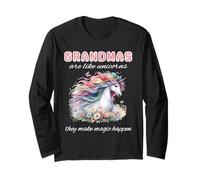 Bonito bojo floral con forma de abuela, amante de los unicornios, haz que la magia suceda Manga Larga