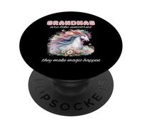 Bonito bojo floral con forma de abuela, amante de los unicornios, haz que la magia suceda PopSockets PopGrip Adhesivo