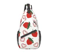 Bonito Bolso Bandolera de Fresa y corazón, Mochila de Senderismo, Mochila de Hombro Tipo Bandolera, Mochila de Viaje para Hombres y Mujeres