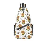 Bonito Bolso con diseño de Abeja y Girasol, Mochila para Senderismo, Mochila de Hombro Tipo Bandolera, Mochila de Viaje para Hombres y Mujeres