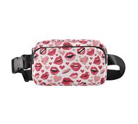 Bonito bolso cruzado con patrón de ajolote para mujeres y hombres, para ciclismo, senderismo, gimnasio, Lips Kiss Heart Pattern Love, 1 Size
