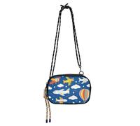 Bonito bolso cruzado de avión colorido con globo aerostático pequeño negro para mujer, práctico con correa ajustable, pequeño bolso de hombro para tener una comida bultos de mujer