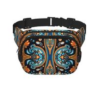 Bonito bolso cruzado de moda con estampado simétrico, bolsa de cintura de senderismo, bolsa de hombro cuadrada de doble capa para viajes y fitness