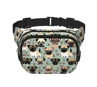 Bonito bolso de cintura cuadrado de doble capa con estampado de carlino chihuahua, moderno, para hombres y mujeres, bolsa de uso diario, Negro -, Talla única