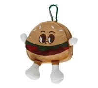 Bonito bolso de felpa - Divertida bolsa de monedas de hamburguesa tostada | Bolsa de cambio con cremallera con llavero, monedero de pan tostado SmileyFace, bolsa de almacenamiento de hamburguesas de