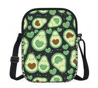 Bonito bolso de hombro de poliéster con estampado de corazón de aguacate sin costuras, bolso cruzado con cremallera - Bolso para mujer