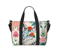 Bonito bolso de mano para mujer con estampado de tigre blanco, bolso cruzado portátil, adecuado para fitness, viajes.