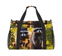 Bonito bolso de mano plegable con estampado de mapache de gran capacidad para escapadas de fin de semana en avión