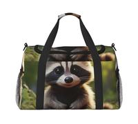 Bonito bolso de mano plegable con estampado de mapache de gran capacidad para escapadas de fin de semana en avión