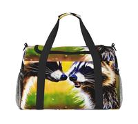 Bonito bolso de mano plegable con estampado de mapache de gran capacidad para escapadas de fin de semana en avión