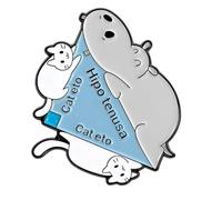 Bonito broche apilable de hipopótamo y gatos, divertido diseño de animales de dibujos animados, pin de aleación para chaquetas, bolsos, sombreros, accesorios, broche de hipopótamo apilable de dibujos