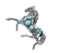 Bonito broche con detalle de caballo con acento turquesa simulado para fanáticos equinos, elegante alfiler de solapa para trajes, camisas, bufandas, talla única, como se describe