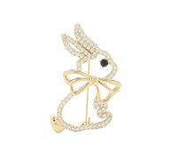 Bonito broche de conejo con lazo para boda, banquete, solapa para mujer, Una talla, Metal, Sin gemas., Una talla, Metal, Sin gemas.
