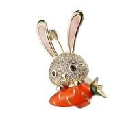 Bonito broche de conejo de estilo japonés con detalles de cristal brillante, elegante broche para bufanda o decoración de ropa, diamantes de imitación, conejos, bufanda
