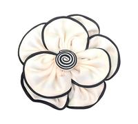 Bonito broche de flores de camelia para mujer, tela de satén, joyería floral negra y blanca, pin de solapa de 7,5 cm, accesorios de vestir, Grande, Metal Tela metal, Sin piedra preciosa
