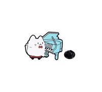 Bonito broche de instrumentos musicales de gato de dibujos animados, insignia original de aleación de caída de aceite para decoración de mochila escolar y ropa, One Size, Acrílico