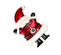 Bonito broche de Papá Noel, pin de solapa de cristal esmaltado rojo para mujeres y hombres, joyería festiva de Navidad de circonita cúbica, accesorio de decoración de fiesta de Navidad para suéter