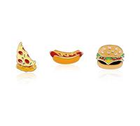 Bonito broche esmaltado de comida rápida para niñas y niños, 3 piezas de dibujos animados, pizza, hamburguesa, perro caliente, insignia de metal para mochila, ropa, sombrero, chaqueta, accesorios de