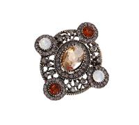 Bonito broche ovalado con lazo en forma de corazón con diamantes de imitación, accesorio para fiesta nupcial y cóctel, ramillete brillante, fiesta de noche, talla única, como se describe