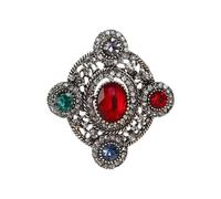 Bonito broche ovalado con lazo en forma de corazón con diamantes de imitación, accesorio para fiesta nupcial y cóctel, ramillete brillante, fiesta de noche, talla única, como se describe