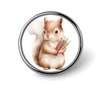 Bonito broche redondo de ardilla de animal para hombres y mujeres, insignia, collar, vestido, chaqueta, mochila, accesorios
