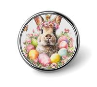 Bonito broche redondo de conejo de Pascua colorido para hombres y mujeres, insignia, collar, vestido, chaqueta, mochila, accesorios